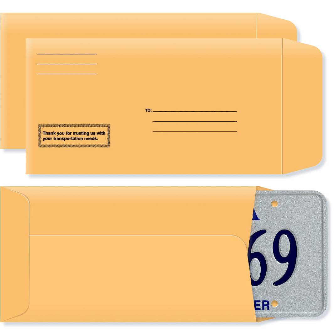 License Plate Envelopes 