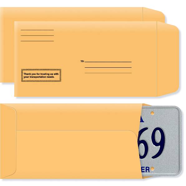 Durable License Plate Envelopes