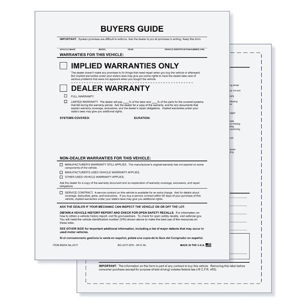Dealer Window Stickers, Buyers Guides & Addendum Labels for Compliance and Sales